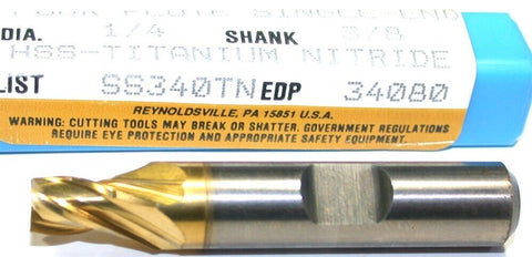 Niagara 1/4" 3/8" Shank 4 Flute HSS Double End TiN Coat End Mill 34080 New