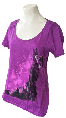 Disney Women's Maleficent Graphic Purple Short Sleeve Shirt Size Medium