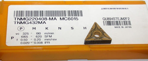 Lot of 5 New Mitsubishi TNMG220408-MA MC6015 Indexable Turning Carbide Inserts