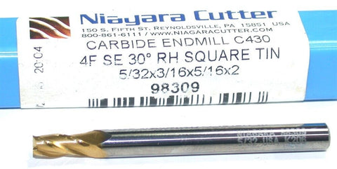 Niagara 98309 5/32" diameter TiN Coat 4 Flute Carbide End Mill New