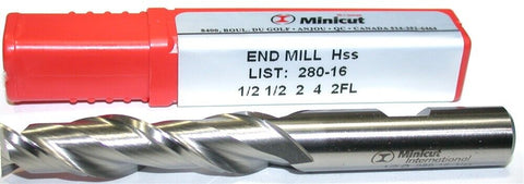 YG-1 Minicut 280-16 1/2" Diameter 1/2" Shank 2 Flute HSS End Mill New