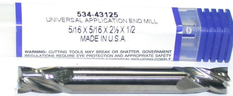 Best Carbide 534-43125 5/16" Diameter 2-Flute Carbide Double End Mill