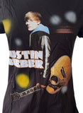 Alstyle Women's Justin Bieber With Guitar Black Short Sleeve Shirt Size Large