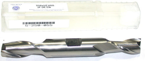 TMX 5-250-055 7/16" diameter 1/2" Shank 2 Flute Double End HSS End Mill New