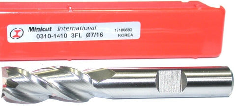 YG-1 Minicut 0310-1215 7/16" Diameter 3/8" Shank 3 Flute HSS End Mill New