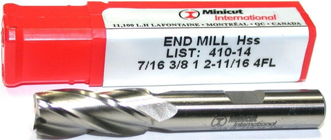 YG-1 Minicut 410-14 7/16" Diameter 3/8" Shank 4 Flute HSS End Mill New