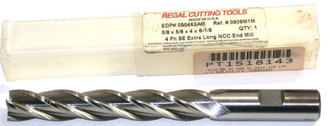 Regal 050462AM 5/8" Diameter 5/8" Shank 4 Flute Single End Extended HSS End Mill