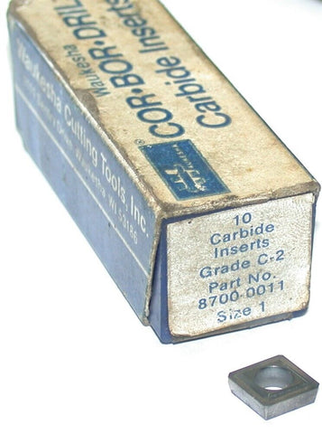 Lot of 10 Waukesha 8700-0011 Cor-Bor-Dril Carbide Indexable Drill Inserts