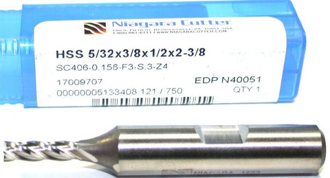 Niagara N40051 7/32" diameter Double End TiCN Coat 4 Flute HSS End Mill