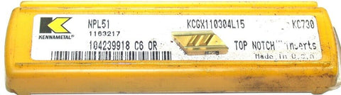 Lot of 4 Kennametal NPL51 KC730 Top Notch Profiling Indexable Carbide Insert New