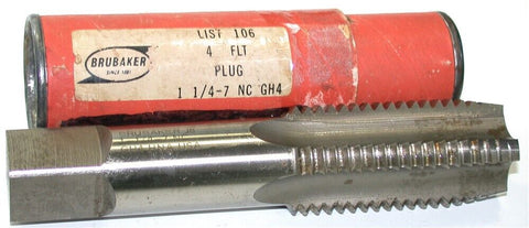 Brubaker 1 1/4"-7 NC GH4 4 Flute Plug Tap 10677