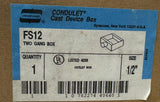 Crouse-Hinds FS12 Condulet Two Gang Device Box 1/2" Hub