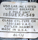 Cutler-Hammer CH250 2 Pole Circuit Breaker 50A 120/240VAC