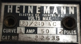 Heinemann 2263S 2 Pole Circuit Breaker 50A 120/240VAC