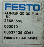 Festo ADNGF-20-30-P-A-S2 Compact Air Cylinder 145PSI Max Pressure