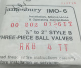 Jamesbury IMO-6 1/2" to 2" Style B Three-Piece Ball Valve Repair Kit