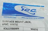 ICC IC625SB6WH Surface Mount Jack 6P6C - Ivory