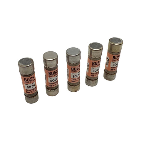 Lot of (5) Bussman SC20 Current Limiting 20-Amp Fuse 300V