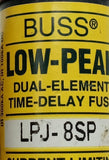 Lot of (2) Buss LPJ-8SP Low-Peak Dual-Element Time Delay Fuses 8A 600VAC/300VDC