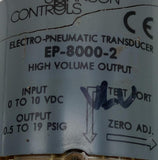 Johnson Controls EP-8000-2 Electro-Pneumatic Transducer 0-10VDC  0.5-19 PSI