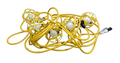Husky LS-002 Temporary Caged String Work Lights 50ft. 5 Caged Bulbs 150W Max