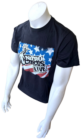Anvil Men's Nitro Circus Graphic Black Short Sleeve Shirt Size Medium