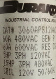 Durakool 3060APS120AC Mercury Displacement Relay 60A 120VAC 50/60HZ Panel Mount