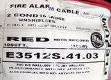 General Cable E3512s.41.03 Unshielded 16AWG Plenum Red Alarm Cable - 1000 Ft.