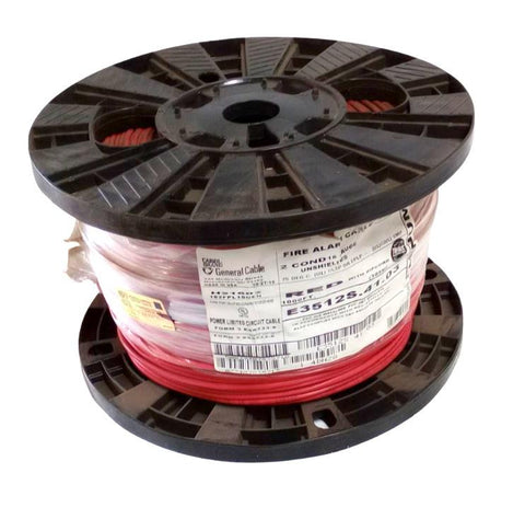 General Cable E3512s.41.03 Unshielded 16AWG Plenum Red Alarm Cable - 1000 Ft.