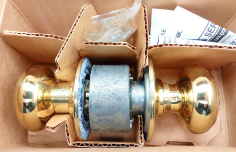 Schlage A30D GEO 605 Grade 2 Patio Cylindrical Lock Georgian Knob Bright Brass