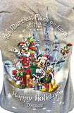 Hanes Disney Disneyland Resort 2012 Happy Holidays Mickey Gray Hoodie Size Small