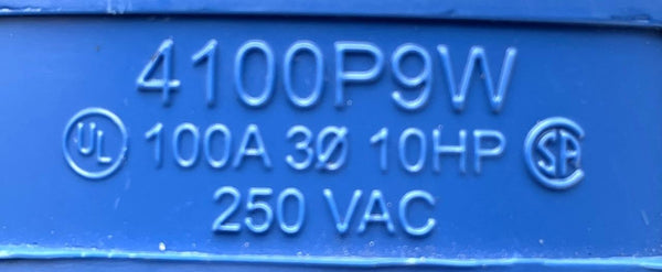 Hubbell 4100P9W IEC Airtight Pin & Sleeve Male Plug 100A 250VAC 10HP 3