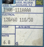 MAC 130B-111AAAA Solenoid Valve 110-120V 50-60HZ 6.8W 25-150 PSI