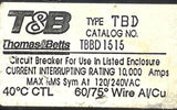 Thomas & Betts TBBD1515 2-Pole Twin Circuit Breaker 15/15A 120/240VAC 1PH PlugIn