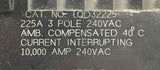 Lot of (2) General Electric TQD32225 3-Pole Circuit Breaker 225A 240VAC 3 Phase