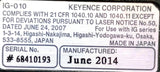 Keyence IG-010 Intelligent-G Multi-Purpose Laser Micrometer 660NM Wavelength