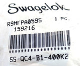 Swagelok SS-QC4-B1-400K2 Quick Connect Body 1/4" Bulkhead Tube Fitting