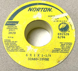 Norton 32A80-I8VBE Surface Grinding Wheel 6" x 1" x 1-1/4" 14 Grit 3820 RPM