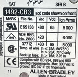 Allen-Bradley 1492-CB3H200 Ser. B Circuit Breaker 3-Pole 20A 480VAC DIN-Rail
