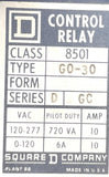 Square D 8501G0-30 Series D AC Control Relay 110/120V 50/60HZ 10A Max