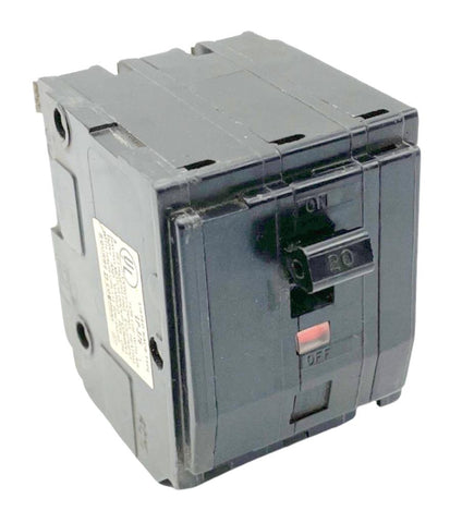 Square D QO320 3 Pole Circuit Breaker 20A 120/240VAC 1 Phase Plug-In Mount