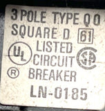 Square D QO320 3 Pole Circuit Breaker 20A 120/240VAC 1 Phase Plug-In Mount