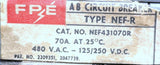 Federal Pacific NEF431070R 3-Pole Circuit Breaker 70A 480VAC 125/250VDC 3 Phase