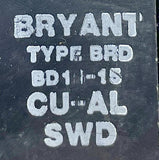Lot of (2) Bryant BD1515 2-Pole Duplex Twin Circuit Breaker 15/15A 120/240VAC