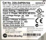 Allen-Bradley 22A-D4P0N104 Ser. A PowerFlex 4 Adjustable AC Drive 1.5kW/2.0HP