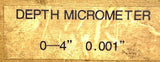 Cen-Tech 0-4" Depth Microm 0.001" Graduation  With Case & Extras