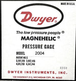 Dwyer Magnehelic 2004 Differential Pressure Gauge 0-4" Water 1/8" NPTF 15PSIG