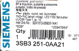 Siemens 3SB3 251-0AA21 Red Illuminated Momentary Push Button 110V 22mm 1NO/1NC