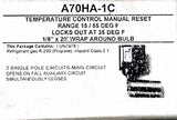 Johnson Controls A70HA-1C Temperature Control Manual Reset 15-55°F