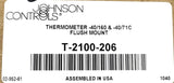 Johnson Controls T-2100-206 Flush Mount Thermometer -40/160°F & -40/70°C